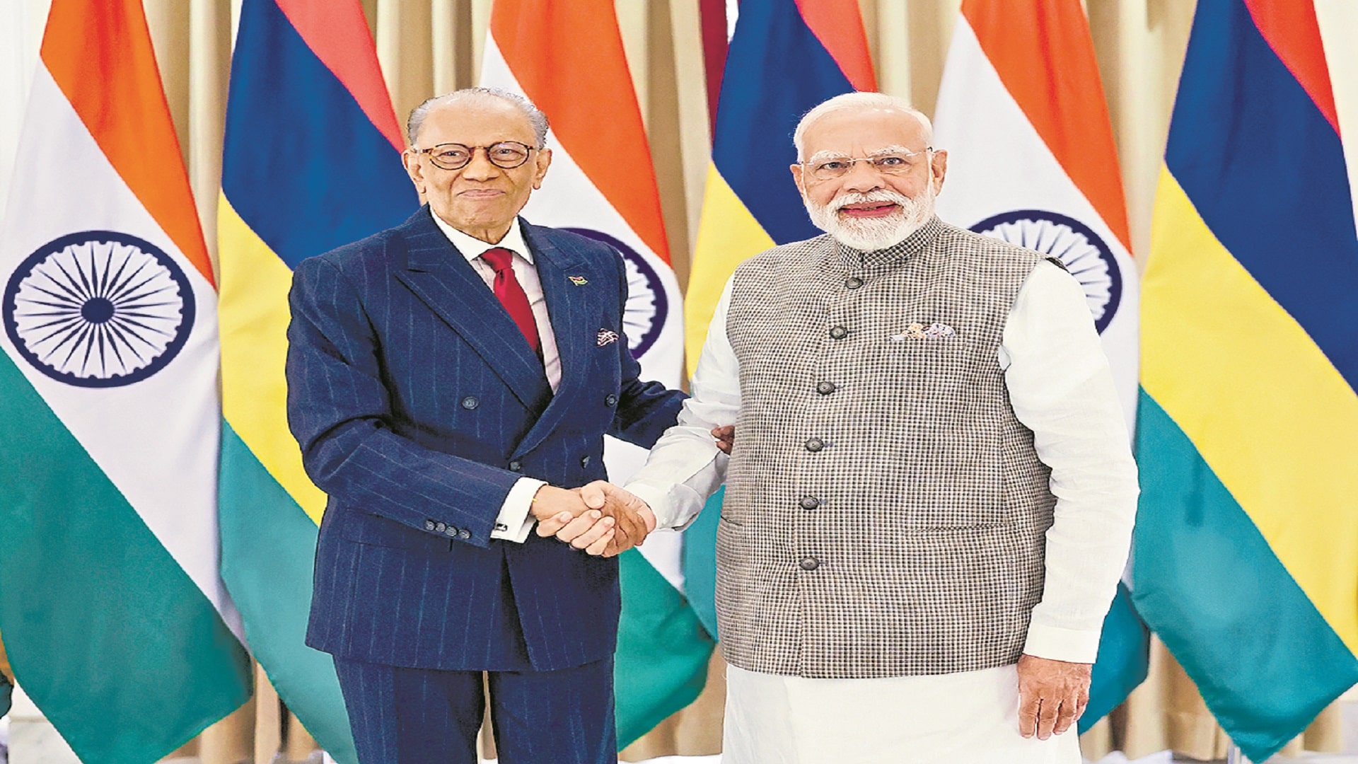 Modi held bilateral talks with Naveen Chandra.
